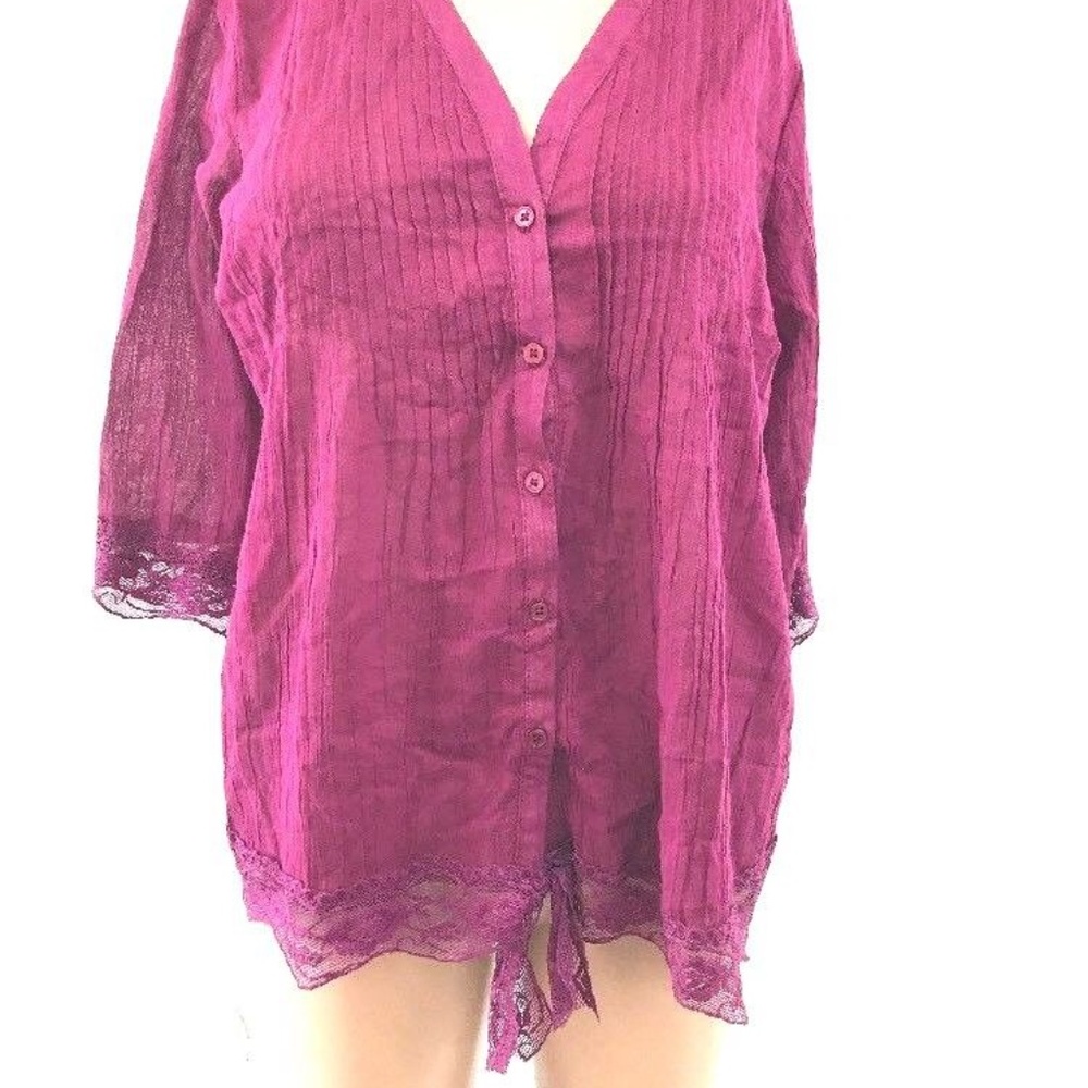❤️ Luz sz M peasant blouse lace accent bell sleeve